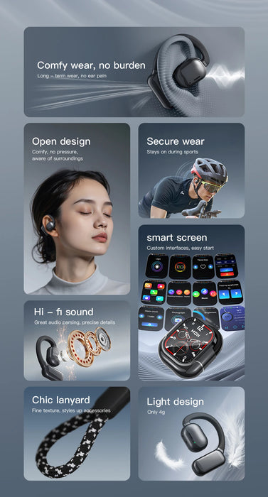 NEW HD Touch Screen Clip-on Earphones HIFI Sounds Wireless Bluetooth Headphones Noise Reduction Headset Sports Earbuds In HD Mic