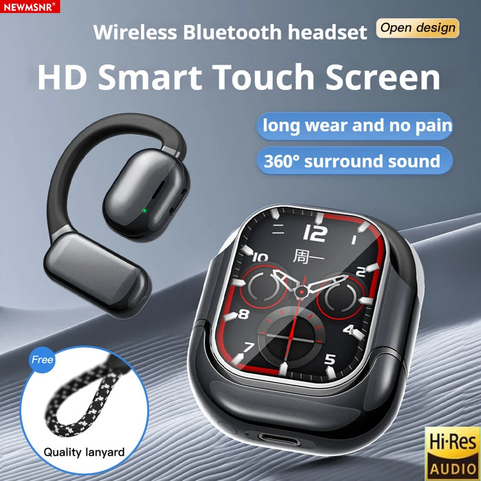 NEW HD Touch Screen Clip-on Earphones HIFI Sounds Wireless Bluetooth Headphones Noise Reduction Headset Sports Earbuds In HD Mic