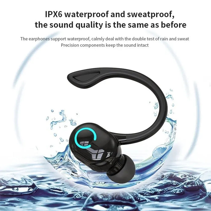 Bluetooth 5.2 Earphones Ear Hook Type Low Delay Noise Reduction Headset Single Ear Sports Business Wireless Waterproof Eaebuds