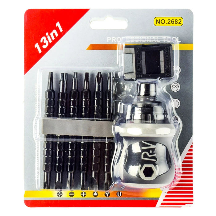 Double-head Screwdriver Ratchet Screw Driver Kit CRV Telescopic Detachable Shaped Short Handle Cross Triangle Head Repair Tool