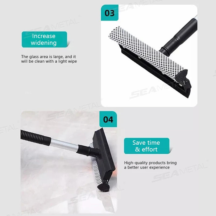 SEAMETAL 1pc Squeegee Car Window Cleaner 2 in 1 Retractable Pole Cleaning Window Brush Glass Squeegee for Car Cleaning Tools