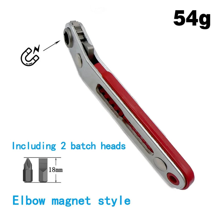 Magnetic Multifunction Bidirectional Forward & Reverse Ratchet Screwdriver Elbow Flat Head Wrench Cross Screwdriver Slotted Tool