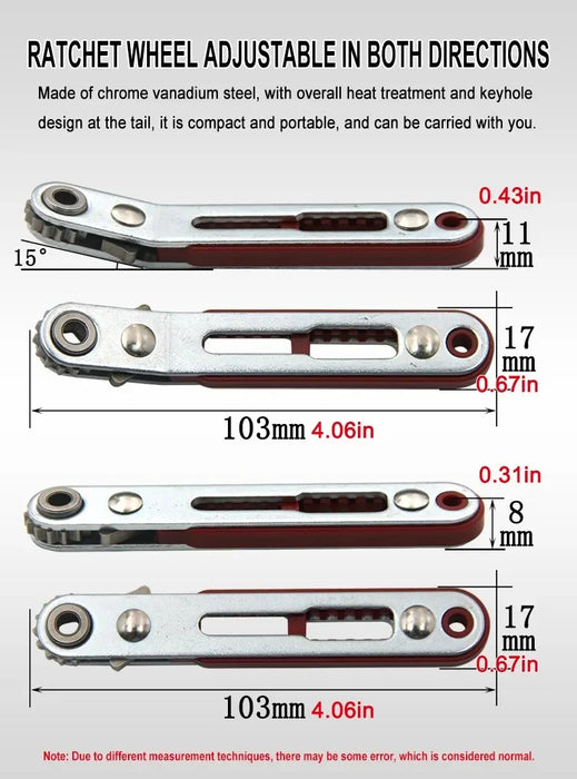 Biaxial front/reverse multifunctional screwdriver - combines an elbow flat-head wrench, cross and slotted heads.