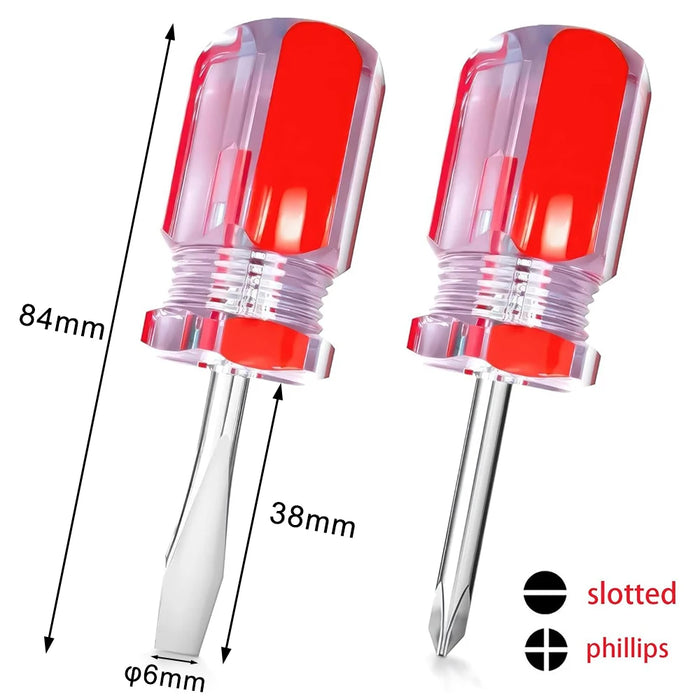 Short Screwdriver Set Flat Head and Cross-Head Mini Screw Driver for Narrow Spaces Repairing Sewing Machines Portable Hand Tools