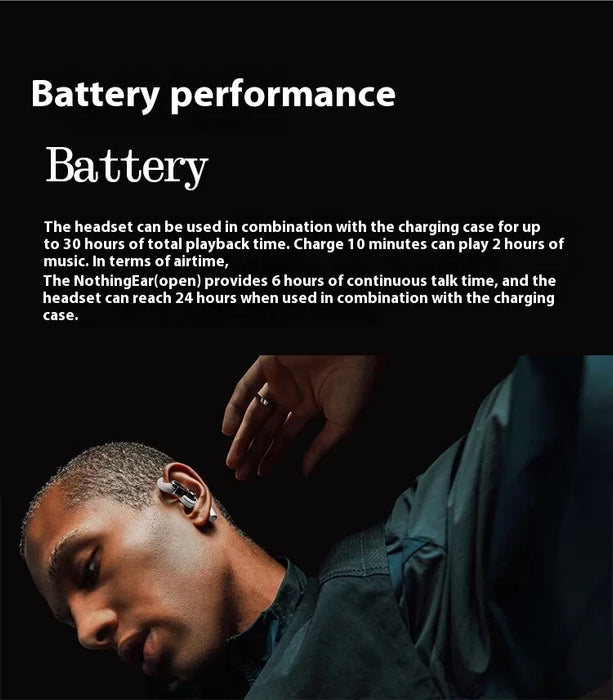 Nothing Ear Open Earphone Wireless Bluetooth Headset Hifi Sound Stereo Noise Reduction Long Battery Life Customize   Headset