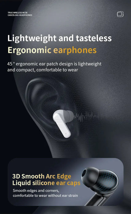 Wireless Headphones in Ear with ENC Noise Cancelling,  Stereo Deep Bass Wireless Earphones Long time Playtime, LED Display USB-C