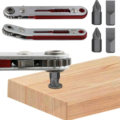 Mini Multi-function Two-way Ratchet Flat Head Elbow Flat Screwdriver Ratchet Wrench Cross-shaped Hexagonal Screwdriver Head Tool