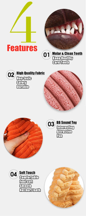 Squeaky Chew Bite - Resistant Animal Shape Plush Toy for Small Dogs, Pet Puppy Corduroy Dog Toys, Pets Accessories Supplies