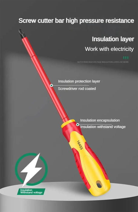Insulated Screwdriver Slotted Cross Screwdrivers Phillips Flat Driver Electrician's Professional Maintenance Tools Hand Tool