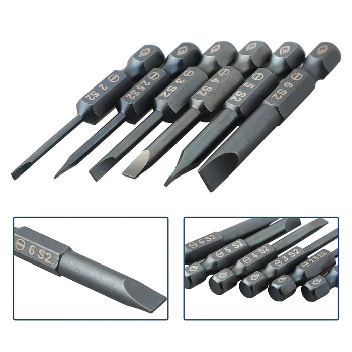 50mm Flat Head Magnetic Slotted Screwdriver Bit SL2.0 SL2.5 SL3.0 SL4.0 SL5.0 SL6.0 For Electric Screwdrivers Electric Drills