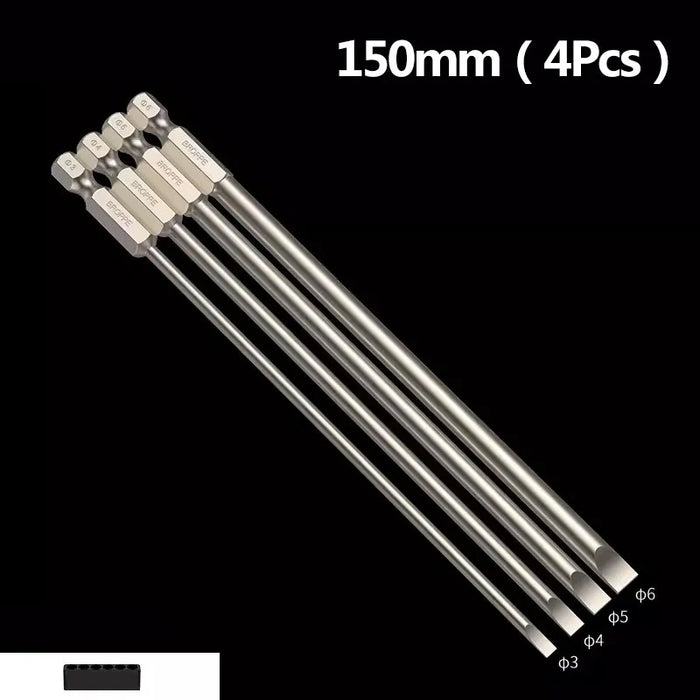 Flat Head Screwdriver Bit Set Magnetic Tip Slotted Screwdriver Electric Driver Tool S2 Steel 1/4 Inch Shank Quick Change
