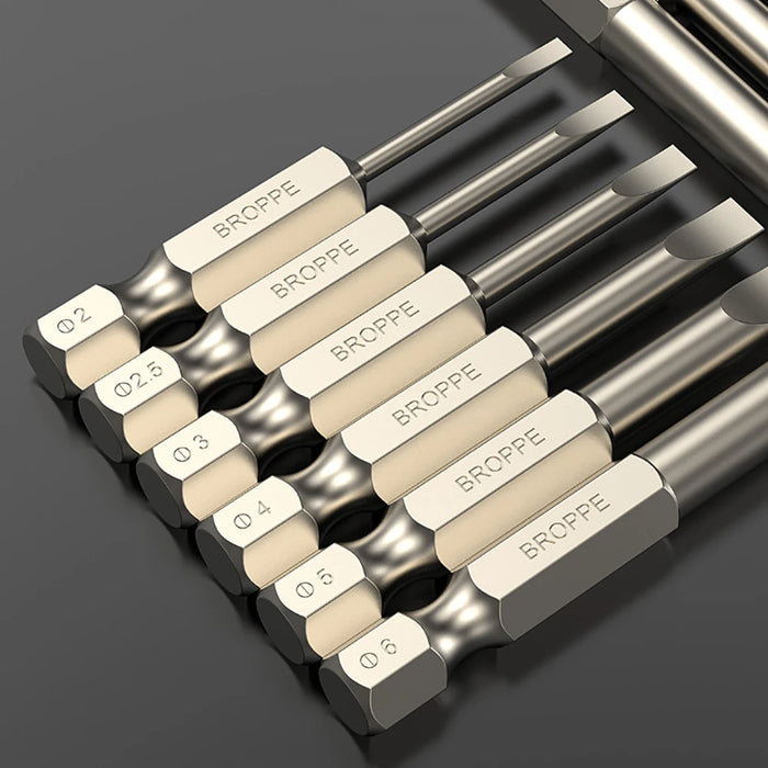 50/75/100/150mm long 2.0-6.0mm Flat Head Slotted Tip Screwdrivers Bit 1/4" Hex Shank Driver Bits Magnetic Screwdriver Drill Bit