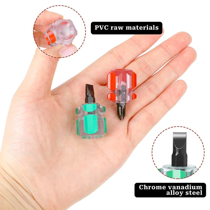 Sewing Machine Screwdriver, Ultra Short Mini Stubby Flat Head Phillips Screwdriver for Sewing Projects Narrow Spaces