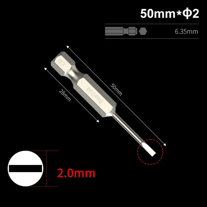 Slotted Screwdriver Bits 50mm/75mm/100/150mm Long Magnetic Tip Screwdriver Flat Head Bits S2 Steel 1/4 Inch Shank Hand Tool
