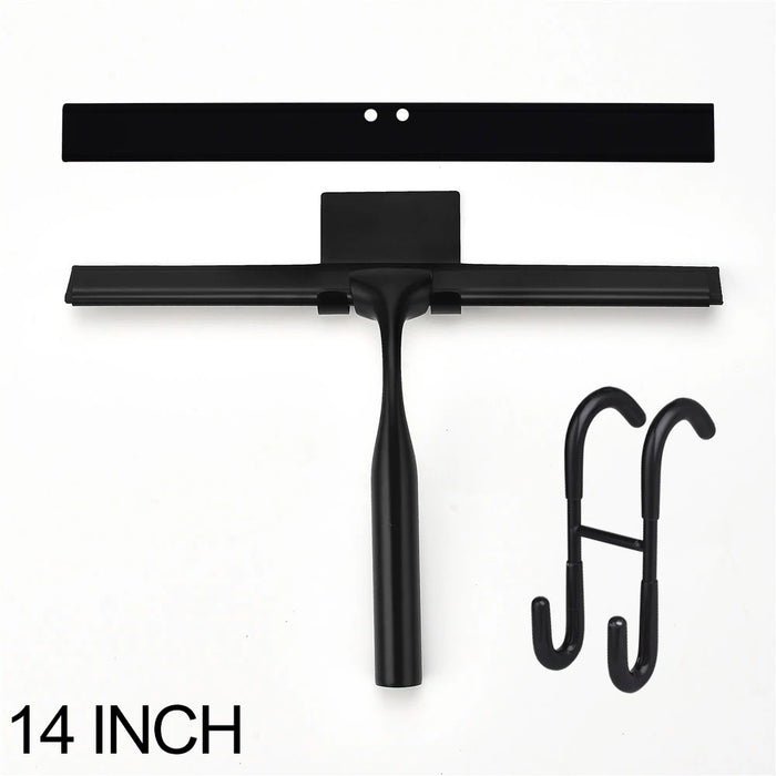 Squeegee 10'' 12'' 14'' INCH Black Rubber Silicone Shower Cleaner with hook Stainless Steel Scraper Bathroom Car Window Tools
