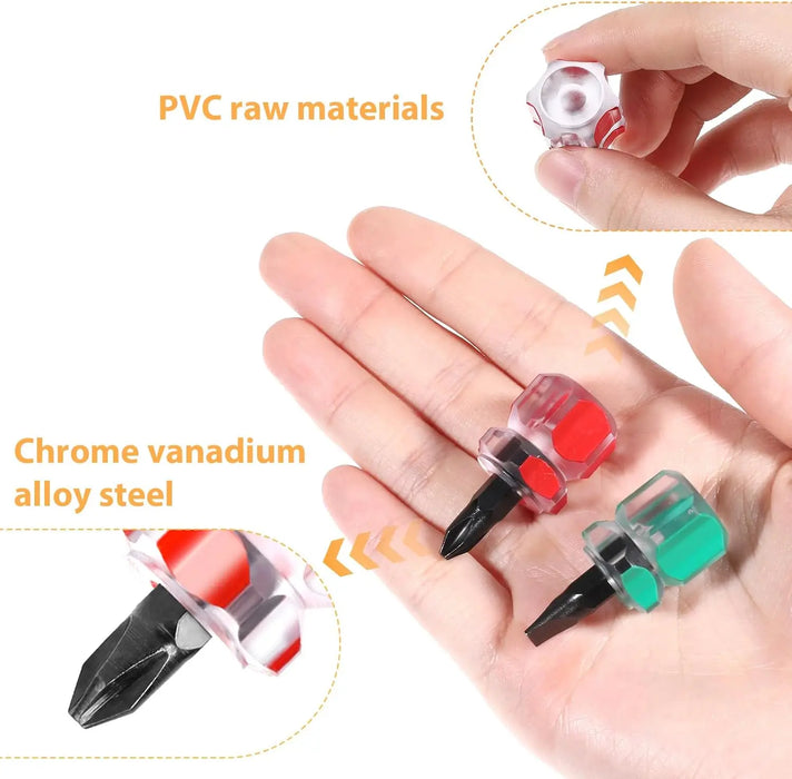 Short Screwdriver Set Flat Head and Cross-Head Mini Screw Driver for Narrow Spaces Repairing Sewing Machines Portable Hand Tools