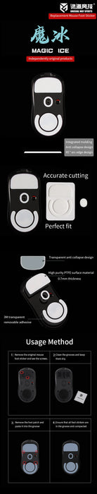 UnusualWaySports Mouse Skates Feet XE-S XES Wireless Cambered Surface PTFE Anti Collapse Multilayer Magic Ice Black Silver Fox