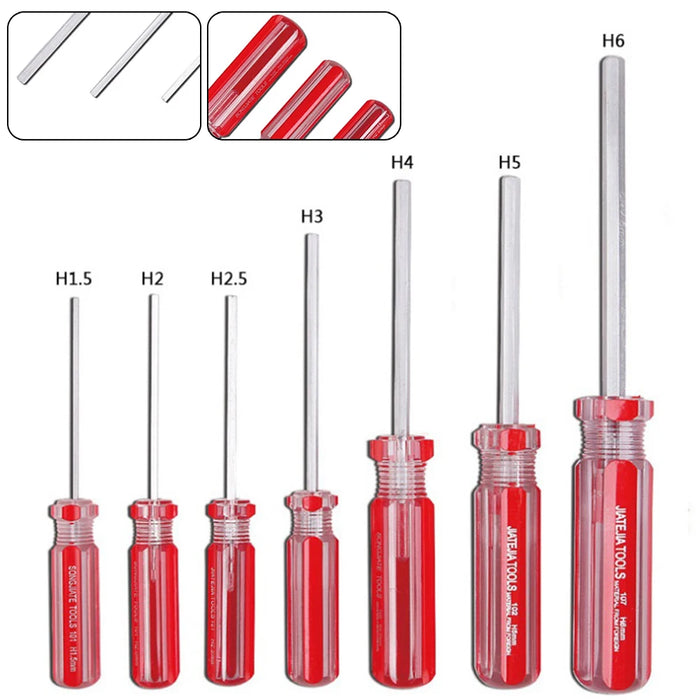 1.5-6mm Hexagon Screwdriver Set Flat Head Hex Magnetic Repair Home Repairing Tool Steel Screw Driver Locked Screws Silver Red