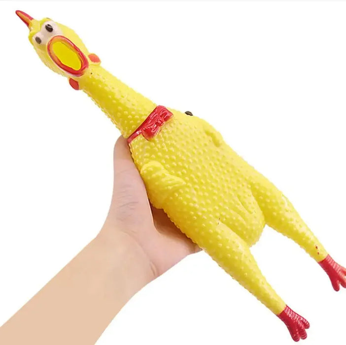Squeaky Screaming Chicken Dog Toy 1pc Pet Squeaker Chew Toys Funny Molar Chew Rubber Toy in Sizes S M L for Small to Large Dogs