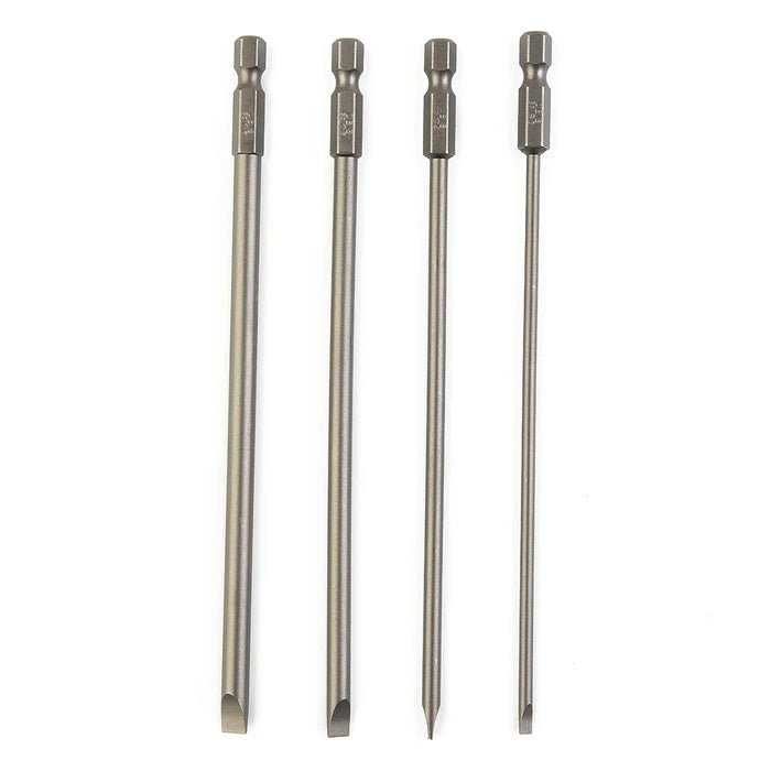 4Pcs 150mm Slotted Screwdriver Bit Set Magnetic Flat Head Screwdriver Bits 1/4" Hex Shank Screw Driver Hand Tools 3-6mm