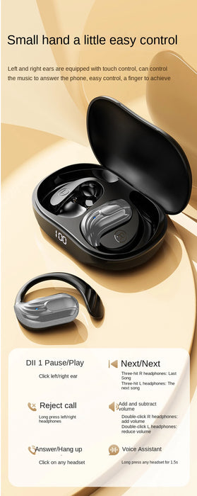 Open-Ear Earphones Bluetooth 5.4 Ear Hook Headphones HiFi Stereo True Wireless Headsets Noise Reduction Waterproof Earbuds