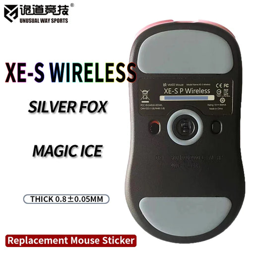 UnusualWaySports Mouse Skates Feet XE-S XES Wireless Cambered Surface PTFE Anti Collapse Multilayer Magic Ice Black Silver Fox