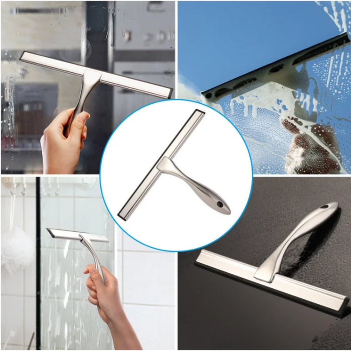 10 Inch All-Purpose Shower Squeegee for Shower Doors,Windows and Car Glass Stainless Steel 304 and Silicone Cleaning Squeegee