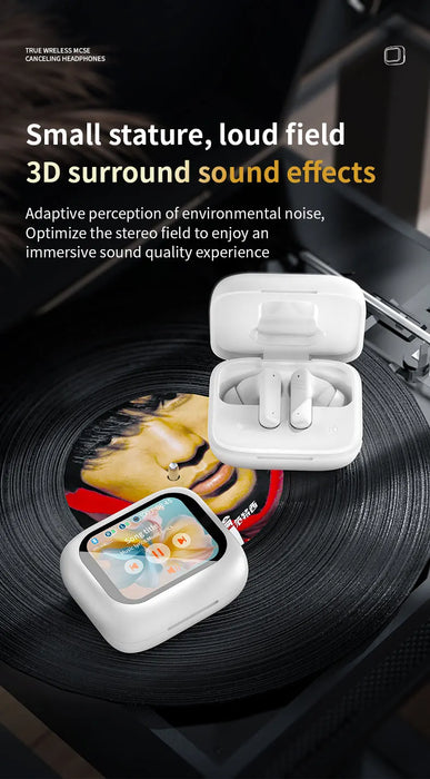 Wireless Headphones in Ear with ENC Noise Cancelling,  Stereo Deep Bass Wireless Earphones Long time Playtime, LED Display USB-C