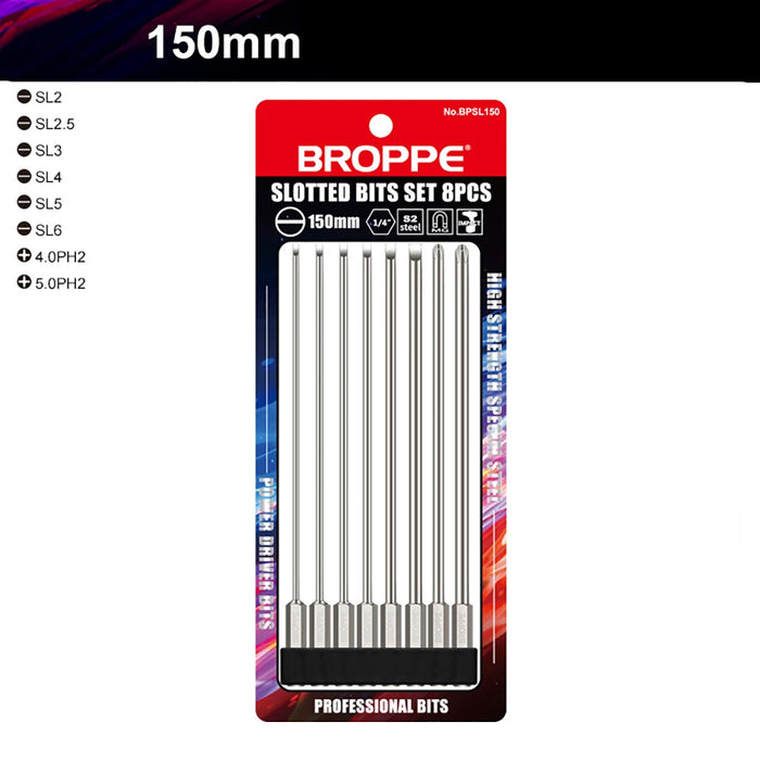 50/75/100/150mm long 2.0-6.0mm Flat Head Slotted Tip Screwdrivers Bit 1/4" Hex Shank Driver Bits Magnetic Screwdriver Drill Bit