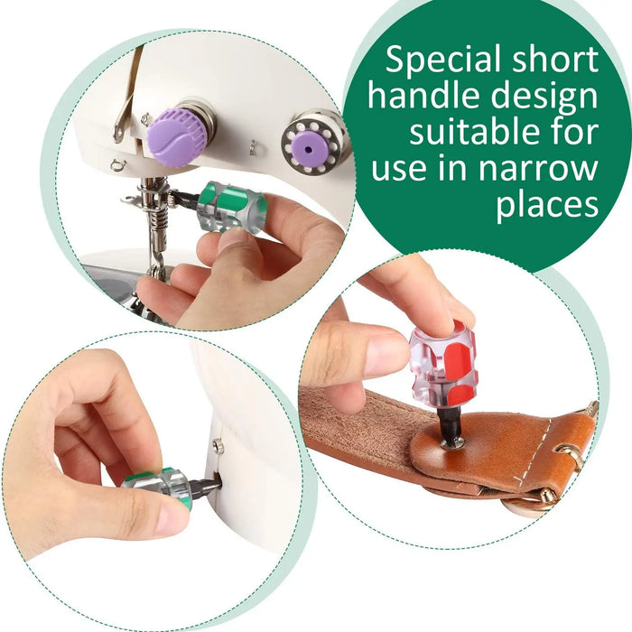 Short Screwdriver Set Flat Head and Cross-Head Mini Screw Driver for Narrow Spaces Repairing Sewing Machines Portable Hand Tools