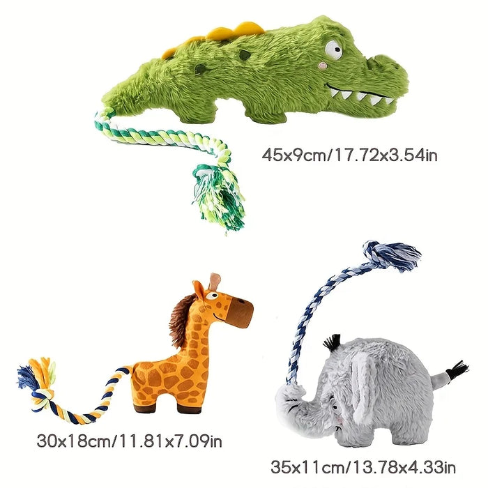 Plush Pet Dog Toy Animal-shaped Dog Squeak Toys Interactive Pet Rope Toy for Small Medium Dogs Dog Accessories