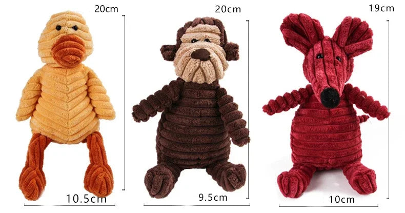 Squeaky Chew Bite - Resistant Animal Shape Plush Toy for Small Dogs, Pet Puppy Corduroy Dog Toys, Pets Accessories Supplies