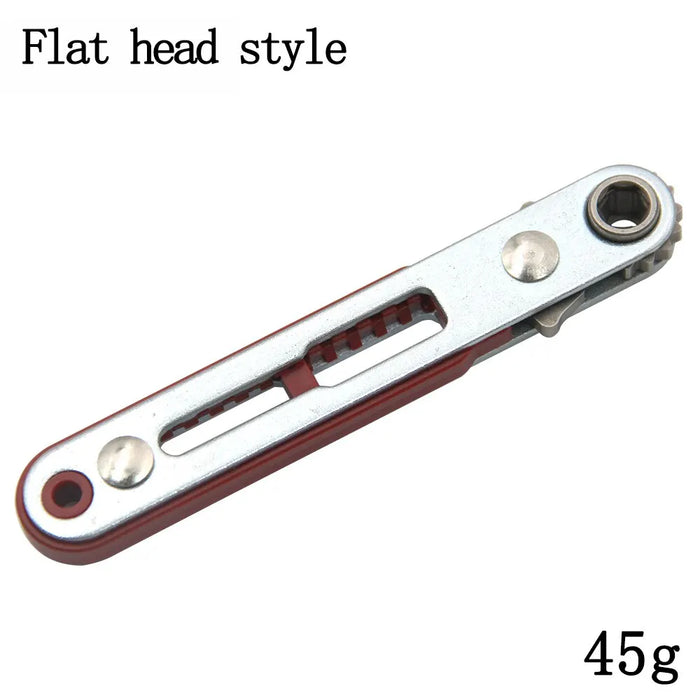 Biaxial front/reverse multifunctional screwdriver - combines an elbow flat-head wrench, cross and slotted heads.