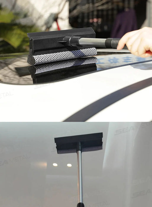 SEAMETAL 1pc Squeegee Car Window Cleaner 2 in 1 Retractable Pole Cleaning Window Brush Glass Squeegee for Car Cleaning Tools