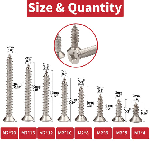 Flat Head Wood Screws Assortment Phillips Tips Screw Self-tapping Metric Metal Screw Thread Furniture Screw For Decoration Wood