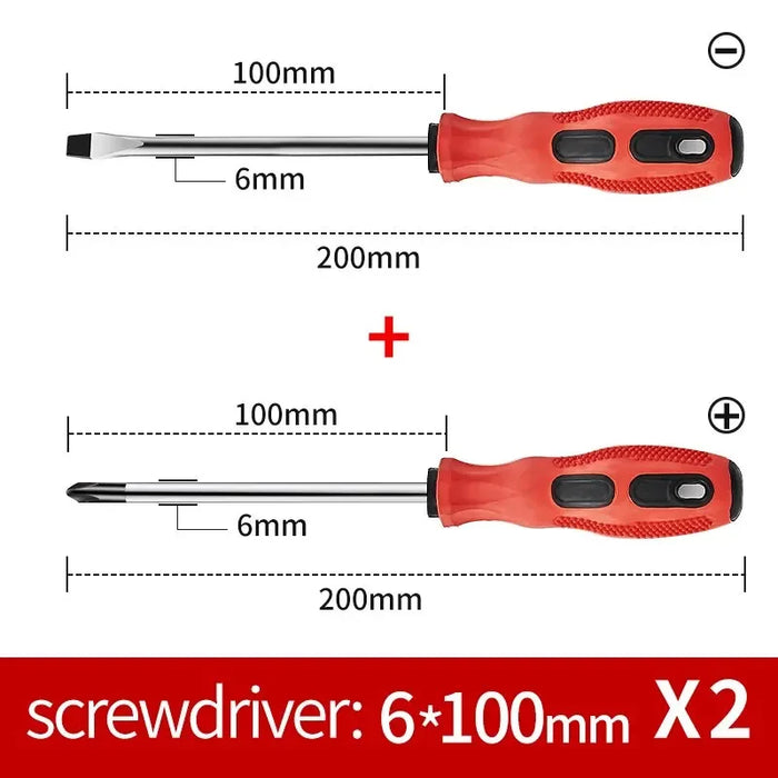 2Pcs  Multifunctional Magnetic Screwdriver Flat Head Cross Screwdriver Anti Slip Basic Manual Screw Drive Tool Household