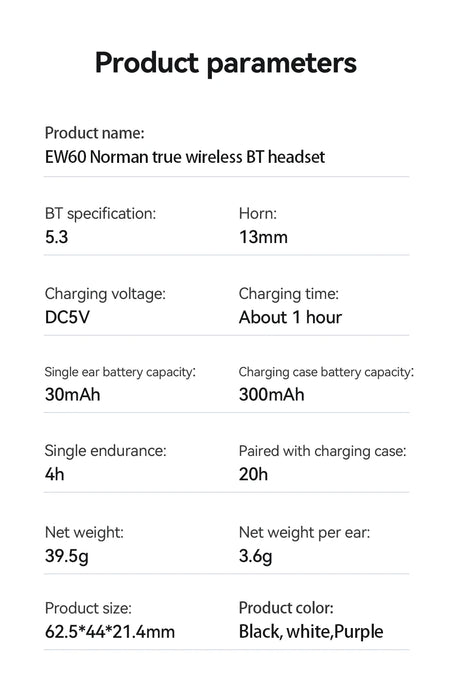 HOCO EW60 Wireless Bluetooth Headphones Tws Waterproof Earbuds Earphones HD Mic with touch Control Earbuds For Smartphones