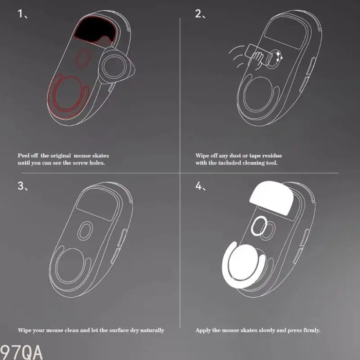 97QA Glass Mouse Feet Curved Rounded Edges Mouse Skates Glides For Game Mouse Pads