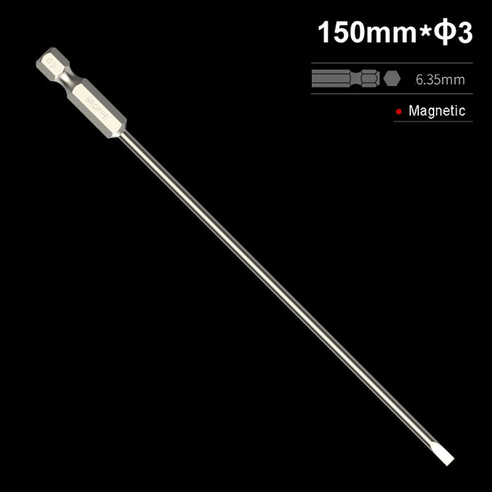 50/75/100/150mm long 2.0-6.0mm Flat Head Slotted Tip Screwdrivers Bit 1/4" Hex Shank Driver Bits Magnetic Screwdriver Drill Bit