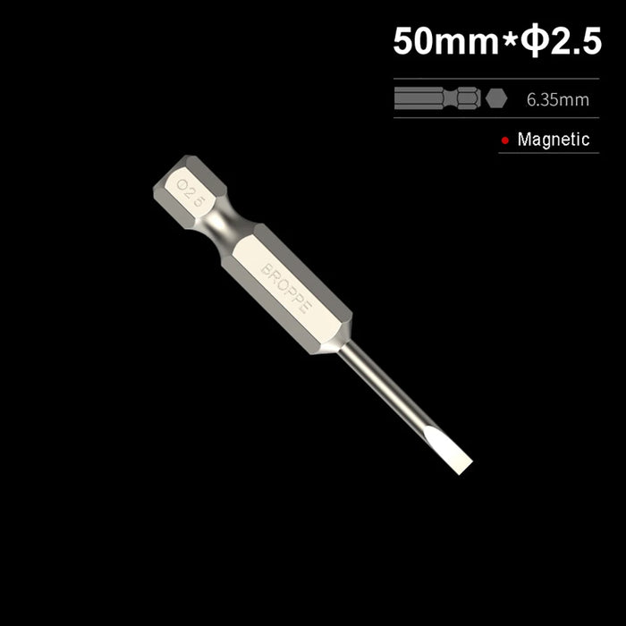 50/75/100/150mm long 2.0-6.0mm Flat Head Slotted Tip Screwdrivers Bit 1/4" Hex Shank Driver Bits Magnetic Screwdriver Drill Bit