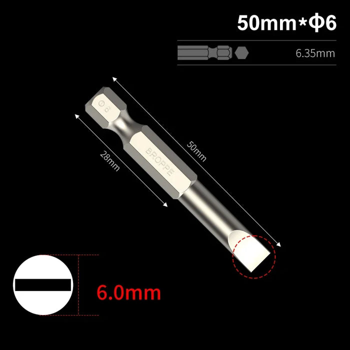 Slotted Screwdriver Bits 50mm/75mm/100/150mm Long Magnetic Tip Screwdriver Flat Head Bits S2 Steel 1/4 Inch Shank Hand Tool
