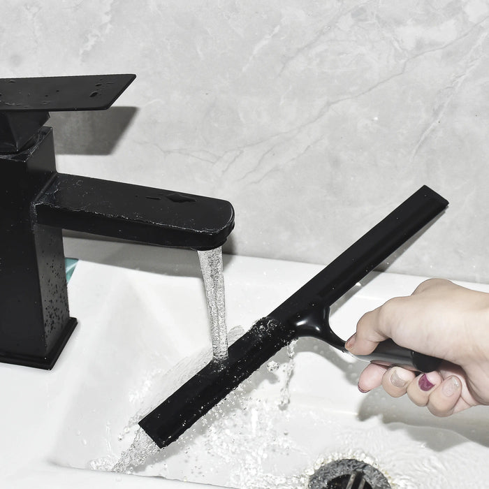 Squeegee 10'' 12'' 14'' INCH Black Rubber Silicone Shower Cleaner with hook Stainless Steel Scraper Bathroom Car Window Tools