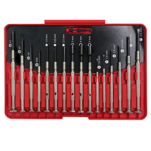 16-screwdriver set, flat head, cross head and hexagonal head, suitable for toy, eyewear, computer and watch repair.