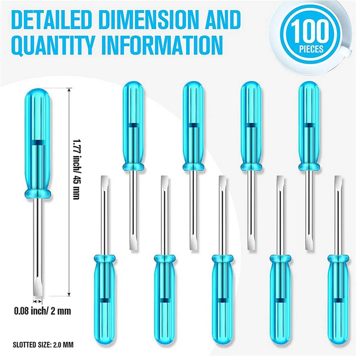 WCS-200PCS Mini Slotted Screwdriver, 2.0Mm Flat Head 45Mm Length For Small Appliances Repair