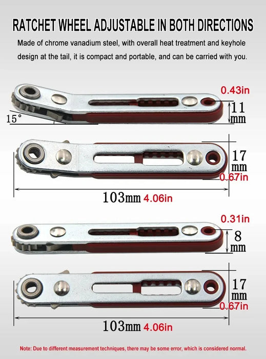 Magnetic Multifunction Bidirectional Forward & Reverse Ratchet Screwdriver Elbow Flat Head Wrench Cross Screwdriver Slotted Tool