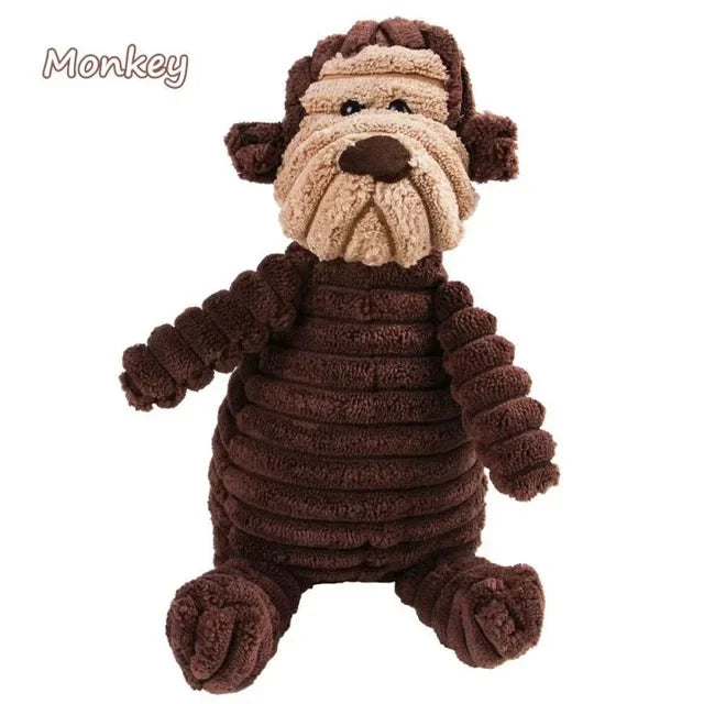 Squeaky Chew Bite - Resistant Animal Shape Plush Toy for Small Dogs, Pet Puppy Corduroy Dog Toys, Pets Accessories Supplies