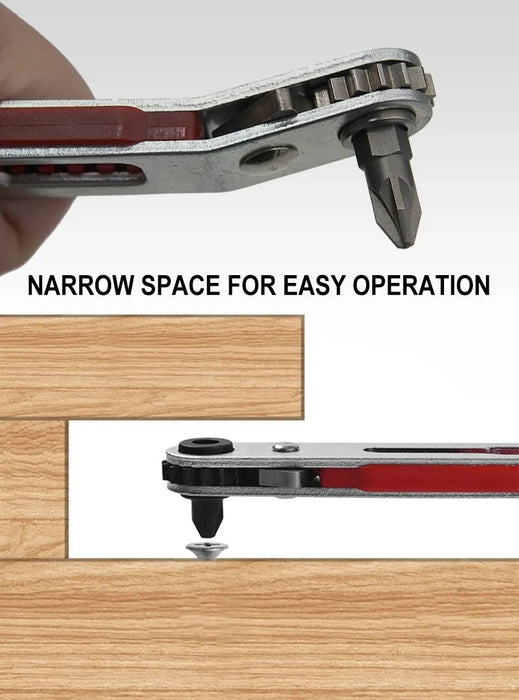 Magnetic Multifunction Bidirectional Forward & Reverse Ratchet Screwdriver Elbow Flat Head Wrench Cross Screwdriver Slotted Tool