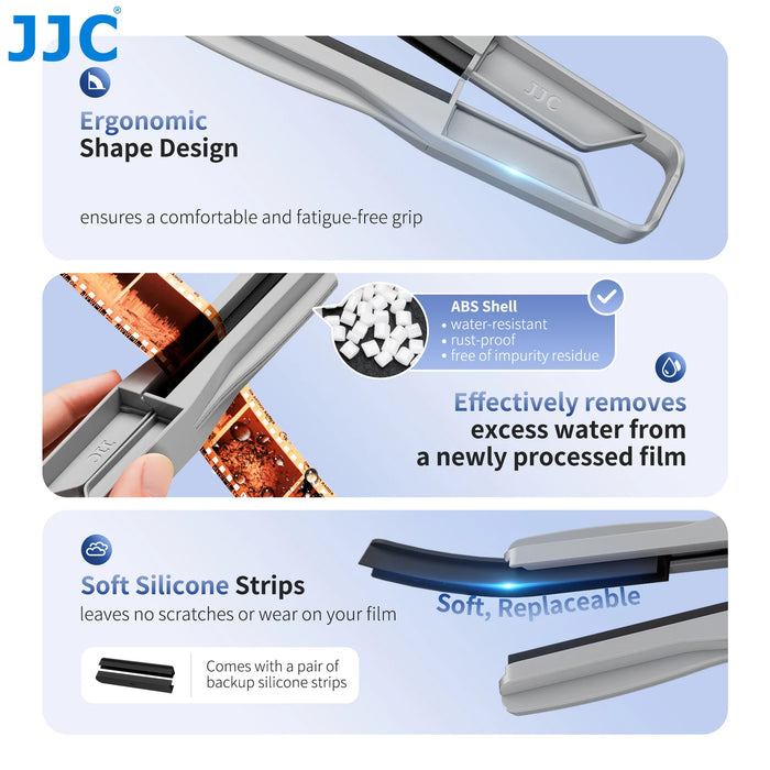 JJC Film Squeegee for 35mm and 120 Film, Film Wiper with Silicone Blades to Dry Water No Marks and Scratches Leave