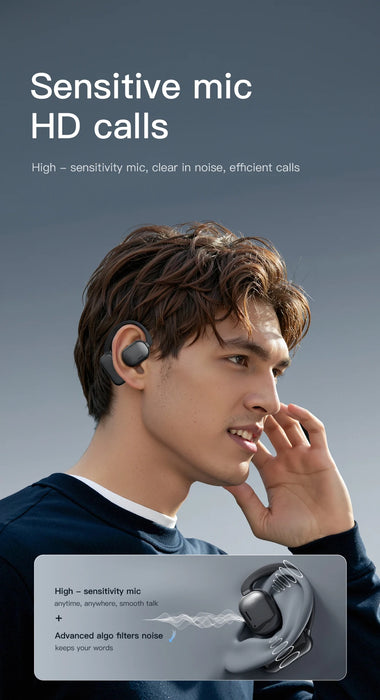 NEW HD Touch Screen Clip-on Earphones HIFI Sounds Wireless Bluetooth Headphones Noise Reduction Headset Sports Earbuds In HD Mic