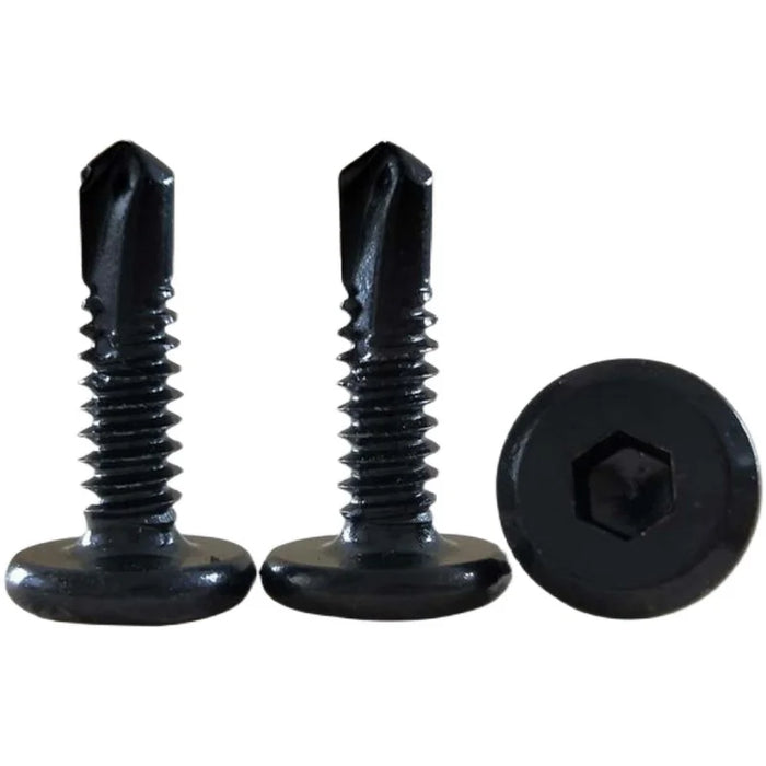 Flat Head Hex Socket Cap Self Drilling Screw Black Zinc 410 M5.5 M6.3 #12#14 Self Tapping Sheet Metal Screws 10/20pcs